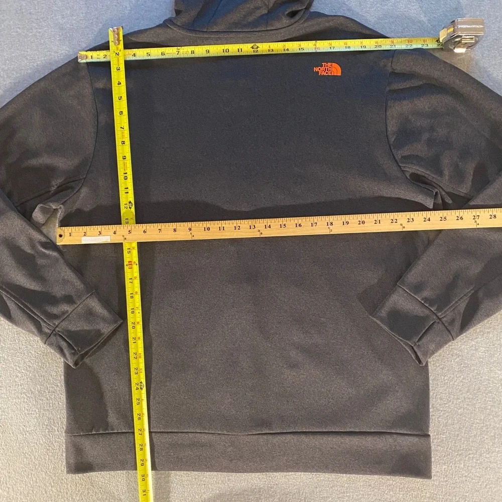 The North Face Mens XL Full Zip Hoodie Fleece Charcoal Gray Orange Logo